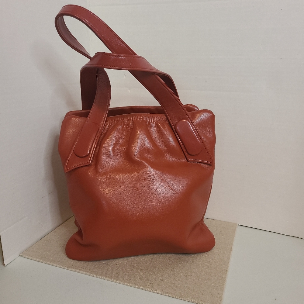 Vintage Leather Purse Jane Shilton Hand Bag Made In England Red/orange Leather